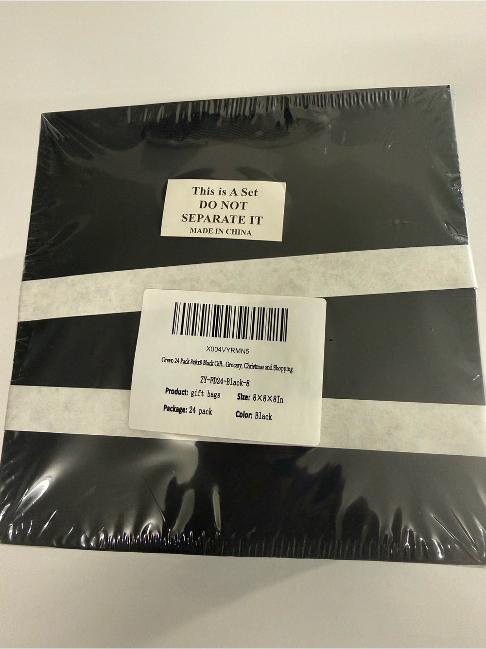 24 ct Black Gift Bags. 8 x 8 x 8.